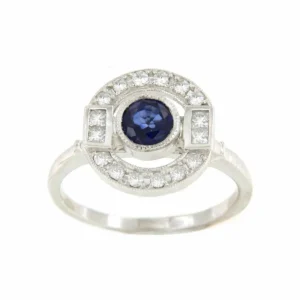 Roman Joyero Anillos<Anillo CAMPANILLA en oro blanco o amarillo de 18 ktes esmeralda y zafiro