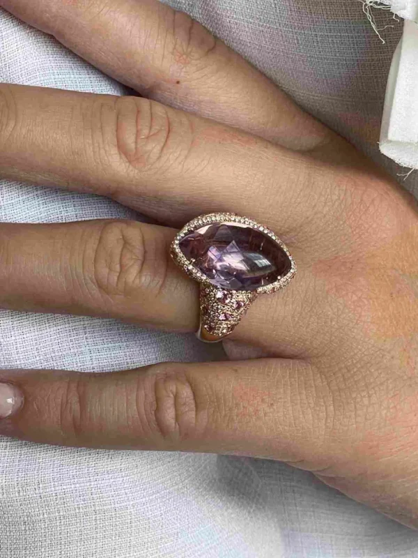 Roman Joyero Anillos<Anillo CASCAI oro rosa 18 kilates amatistas y brillantes