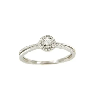 Roman Joyero Anillos<Anillo CASTRES solitario de brillante alianza cruzada en oro blanco 18 ktes