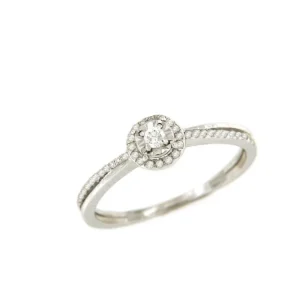 Roman Joyero Anillos<Anillo CASTRES solitario de brillante alianza cruzada en oro blanco 18 ktes