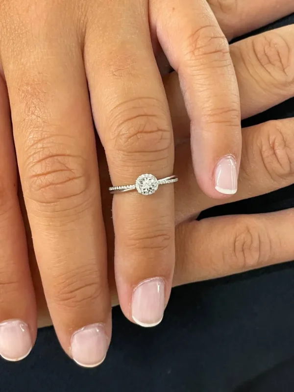 Roman Joyero Anillos<Anillo CASTRES solitario de brillante alianza cruzada en oro blanco 18 ktes
