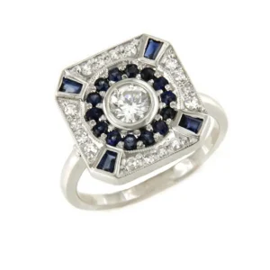 Roman Joyero Anillos<Anillo CLERMONT- FERRAND oro blanco 18 ktes zafiro y brillantes.