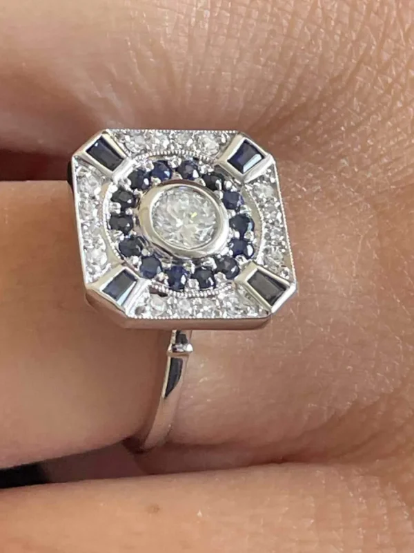 Roman Joyero Anillos<Anillo CLERMONT- FERRAND oro blanco 18 ktes zafiro y brillantes.