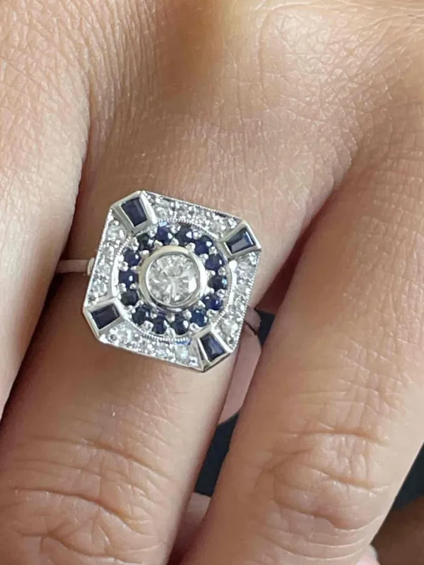 Roman Joyero Anillos<Anillo CLERMONT- FERRAND oro blanco 18 ktes zafiro y brillantes.