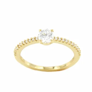Roman Joyero Anillos<Anillo COLINA alianza solitario oro amarillo de 18 ktes con circonitas