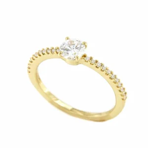 Roman Joyero Anillos<Anillo COLINA alianza solitario oro amarillo de 18 ktes con circonitas