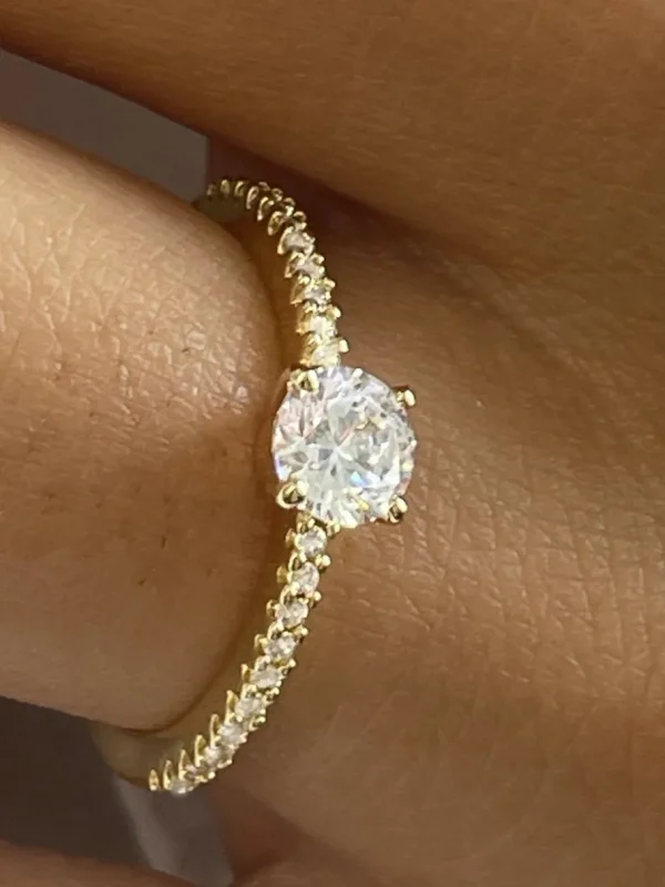 Roman Joyero Anillos<Anillo COLINA alianza solitario oro amarillo de 18 ktes con circonitas