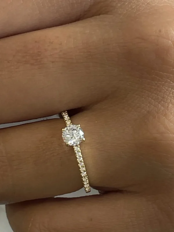 Roman Joyero Anillos<Anillo COLINA alianza solitario oro amarillo de 18 ktes con circonitas