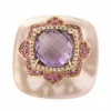 Roman Joyero Anillos<Anillo cuadrado FILIZ en oro rosa o amarillo con piedra y brillantes