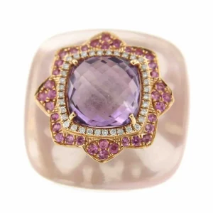 Roman Joyero Anillos<Anillo cuadrado FILIZ en oro rosa o amarillo con piedra y brillantes