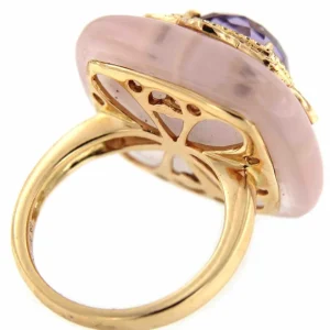 Roman Joyero Anillos<Anillo cuadrado FILIZ en oro rosa o amarillo con piedra y brillantes