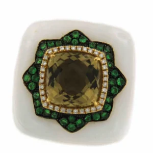 Roman Joyero Anillos<Anillo cuadrado FILIZ en oro rosa o amarillo con piedra y brillantes