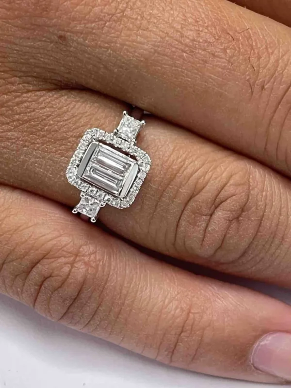 Roman Joyero Anillos<Anillo de compromiso en oro blanco con diamantes