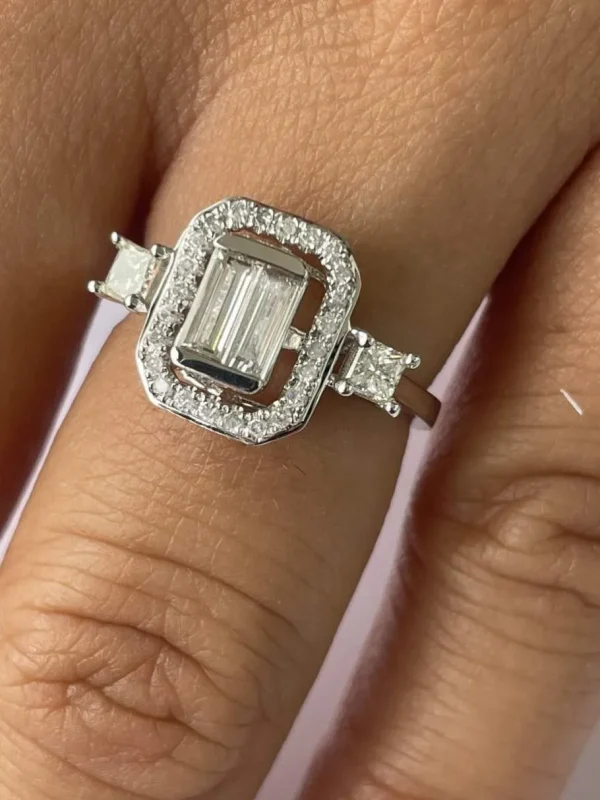 Roman Joyero Anillos<Anillo de compromiso en oro blanco con diamantes