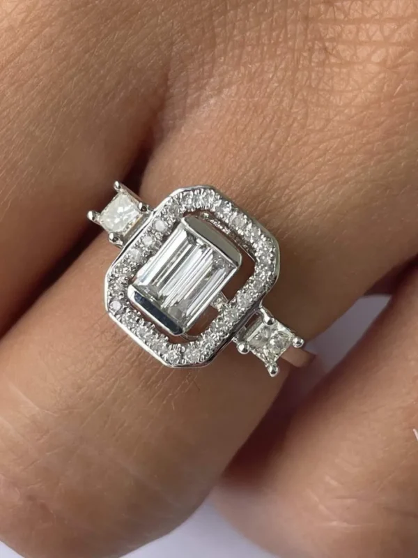 Roman Joyero Anillos<Anillo de compromiso en oro blanco con diamantes