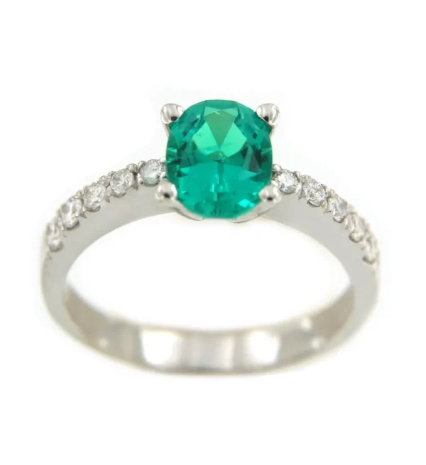 Roman Joyero Anillos<Anillo de oro blanco KIRAZ con brillantes y esmeralda rubies o zafiro