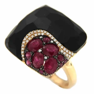 Roman Joyero Anillos<Anillo de oro rosa BEYZA con brillantes, rubíes y ónix