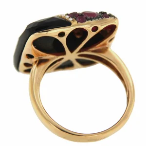 Roman Joyero Anillos<Anillo de oro rosa BEYZA con brillantes, rubíes y ónix