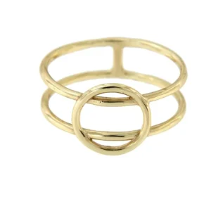 Roman Joyero Anillos<Anillo de plata calado con baño de oro y círculo superior