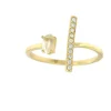 Roman Joyero Anillos<Anillo de plata con baño de oro semiabierto con circonita y cuarzo