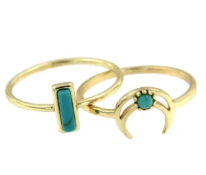 Roman Joyero Anillos<Anillo de plata con baño de oro y turquesa.