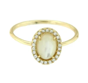 Roman Joyero Anillos<Anillo de plata con madreperla y circonitas.