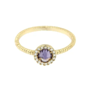 Roman Joyero Anillos<Anillo de plata con piedra facetada y circonitas