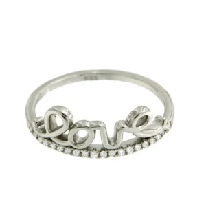 Roman Joyero Anillos<Anillo de plata de ley LOVE chapado o rodiado con circonitas