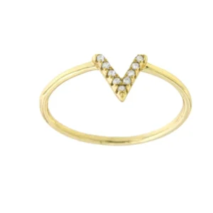 Roman Joyero Anillos<Anillo de plata de primera ley con letra V con circonitas