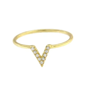Roman Joyero Anillos<Anillo de plata de primera ley con letra V con circonitas