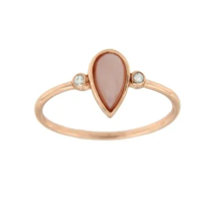 Roman Joyero Anillos<Anillo de plata rosada con madreperla en gota y circonitas