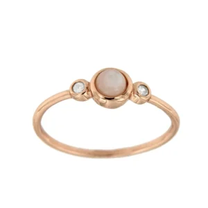 Roman Joyero Anillos<Anillo de plata rosada con madreperla en bola y circonitas