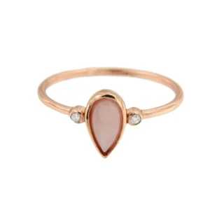 Roman Joyero Anillos<Anillo de plata rosada con madreperla en gota y circonitas