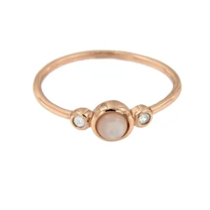 Roman Joyero Anillos<Anillo de plata rosada con madreperla en bola y circonitas