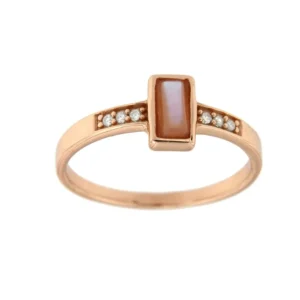 Roman Joyero Anillos<Anillo de plata rosado con madreperla rectangular y circonita