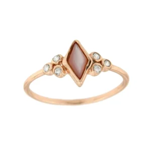 Roman Joyero Anillos<Anillo de plata rosado con madreperla en rombo y circonitas