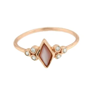 Roman Joyero Anillos<Anillo de plata rosado con madreperla en rombo y circonitas