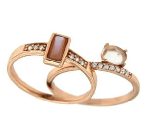 Roman Joyero Anillos<Anillo de plata rosado con madreperla rectangular y circonita
