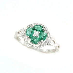 Roman Joyero Anillos<Anillo DOLKUN en oro blanco de 18 ktes con esmeraldas y brillantes