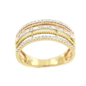 Roman Joyero Anillos<Anillo EDIL 5 alianzas en oro 3 colores con brillantes y baguettes