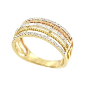 Roman Joyero Anillos<Anillo EDIL 5 alianzas en oro 3 colores con brillantes y baguettes