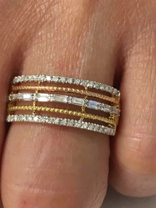 Roman Joyero Anillos<Anillo EDIL 5 alianzas en oro 3 colores con brillantes y baguettes