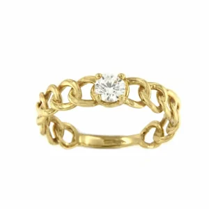 Roman Joyero Anillos<Anillo ELVAS oro amarillo de 18 kilates en brazo barbado con circonita