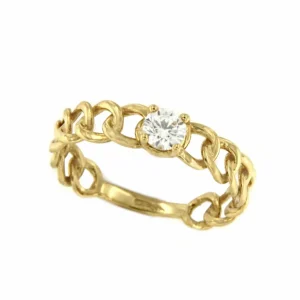 Roman Joyero Anillos<Anillo ELVAS oro amarillo de 18 kilates en brazo barbado con circonita