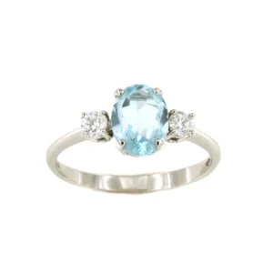 Roman Joyero Anillos<Anillo ESENCIA en oro blanco de 18 kilates con circonitas y topacio azul