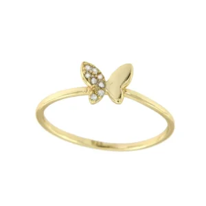 Roman Joyero Anillos<Anillo fino de plata con baño de oro, mariposa y circonitas
