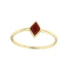 Roman Joyero Anillos<Anillo fino de plata con baño de oro y cuarzo rojo en rombo