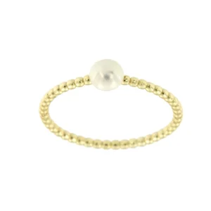 Roman Joyero Anillos<Anillo fino de plata con baño de oro, gallones y perla blanca