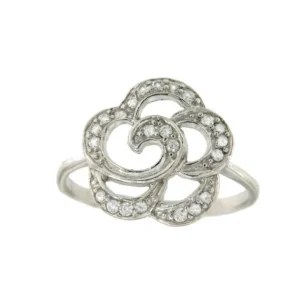 Roman Joyero Anillos<Anillo fino de plata con baño de rodio y flor de circonitas
