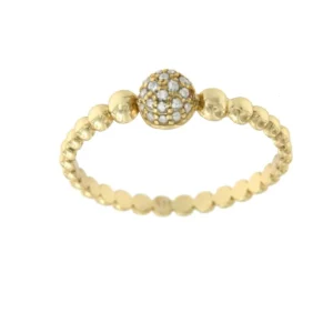 Roman Joyero Anillos<Anillo fino de plata con bolitas doradas y bola de circonitas